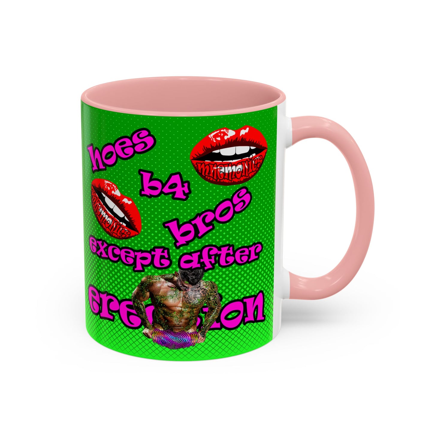 hoes b4 bros - Accent Mug (logo green)