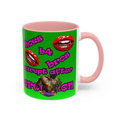 hoes b4 bros - Accent Mug (logo green)