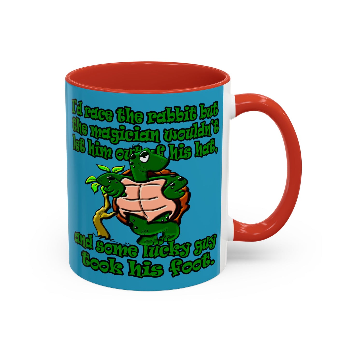 turtle race - Accent Mug (turquoise)