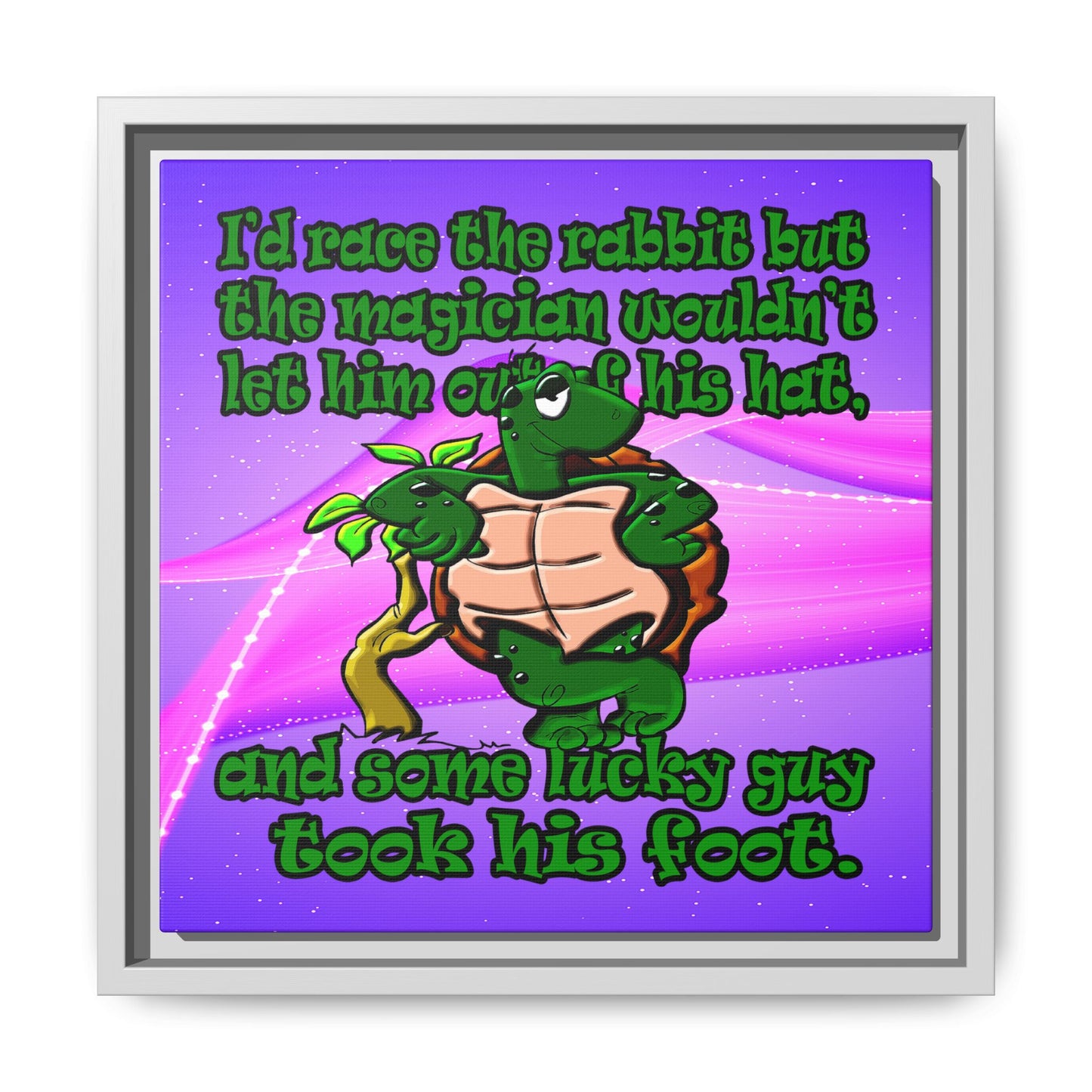 turtle race - framed canvas art (purple-pink wave)