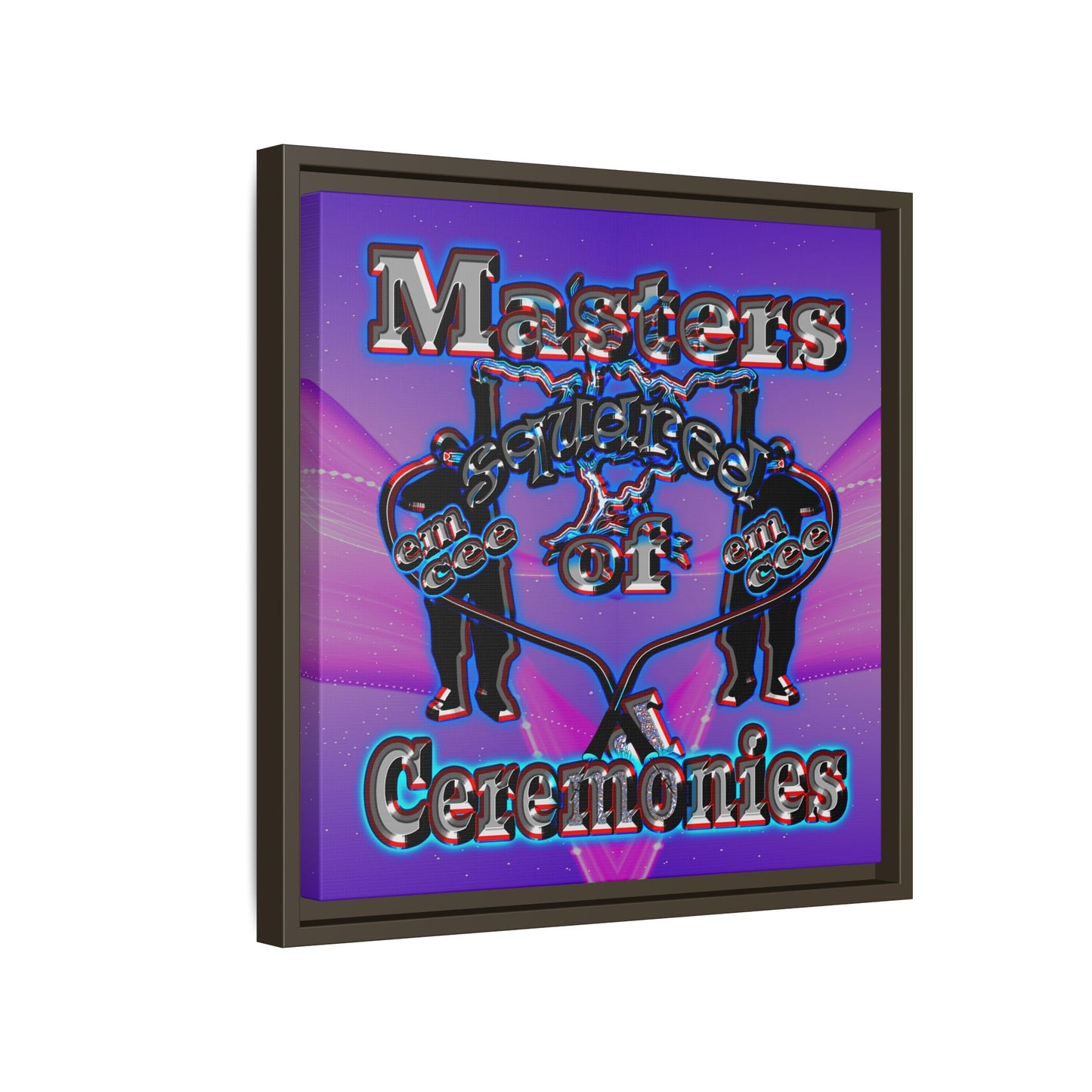 em cee squared - framed canvas art (purple-pink wave)