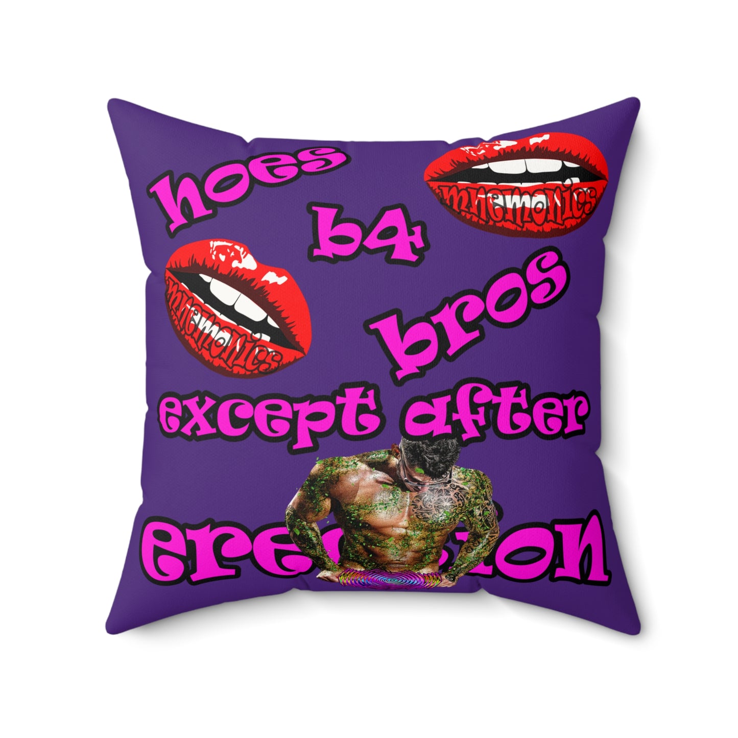 hoes b4 bros - Faux Suede Square Pillow - (purple)