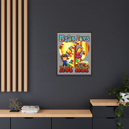 love peace - framed canvas art (grey)