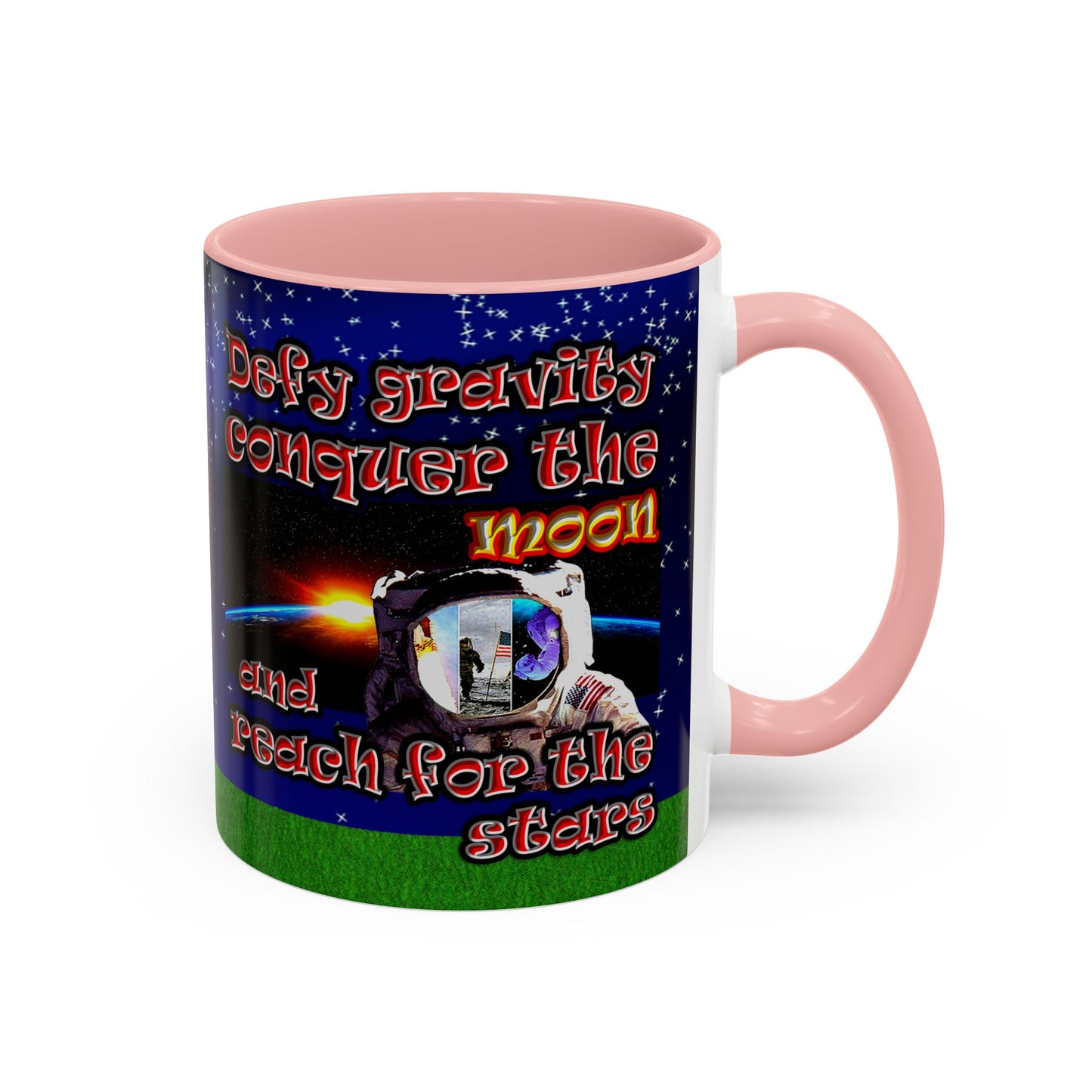 defy conquer reach - Accent Mug ('snoops' background)