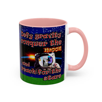 defy conquer reach - Accent Mug ('snoops' background)
