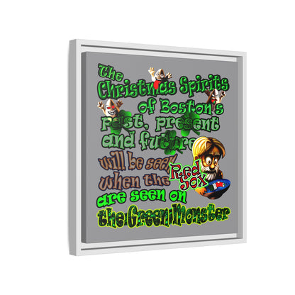 christmas spirits of boston - framed canvas art (grey)