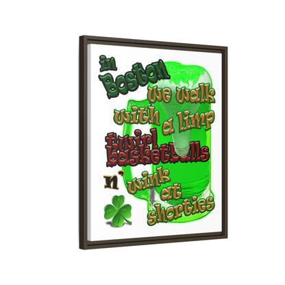 celtics logo - framed canvas art (white)