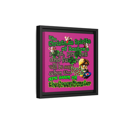 christmas spirits of boston - framed canvas art (pink)