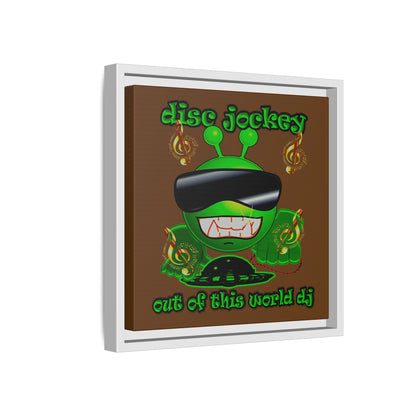 disc jockey - framed canvas art (brown)