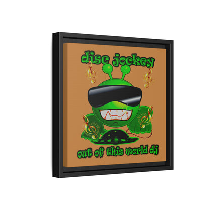 disc jockey - framed canvas art (light brown)