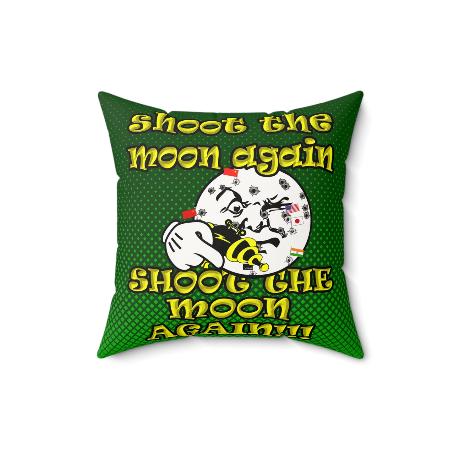 shoot the moon again - Faux Suede Square Pillow - (logo green)