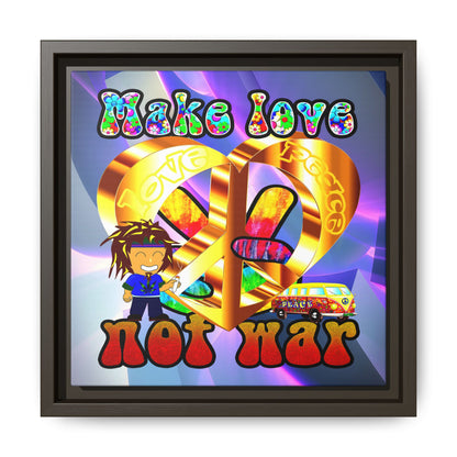 love peace - framed canvas art (grey-pink wave)