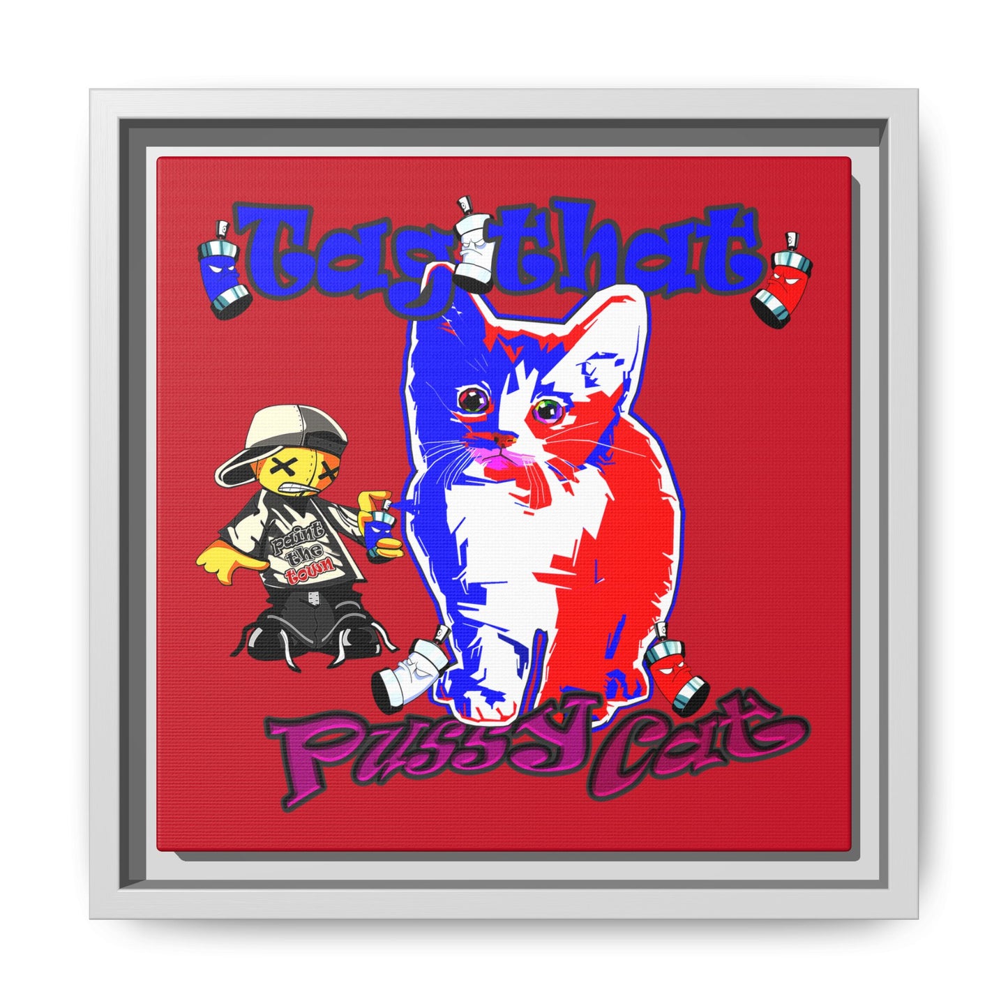 tag that - framed canvas art (dark red)