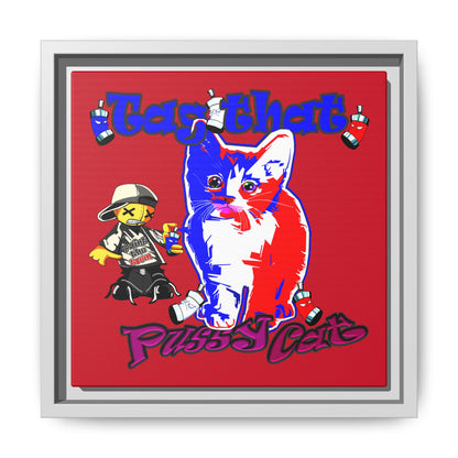 tag that - framed canvas art (dark red)