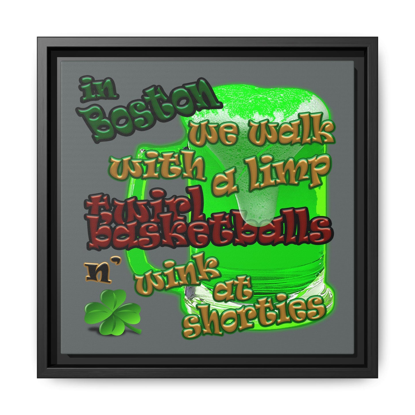 celtics logo - framed canvas art (dark grey)