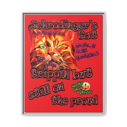 schrodinger's cat - framed canvas art (red)