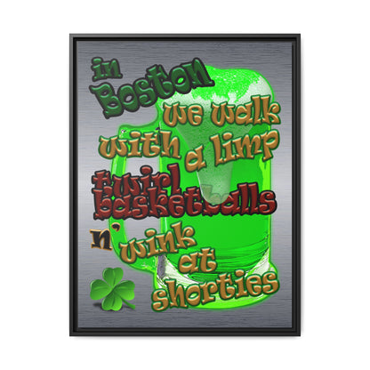celtics logo - framed canvas art (brushed nickel)