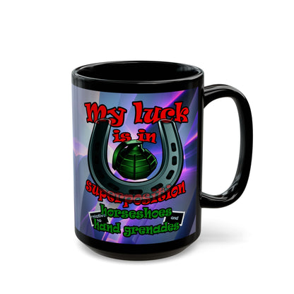 my luck - Black Mug (grey-pink wave)