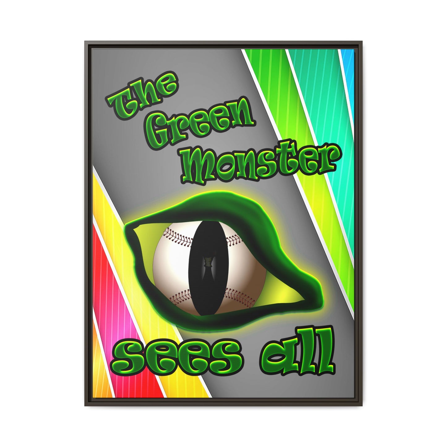green monster - framed canvas art (rainbow split)