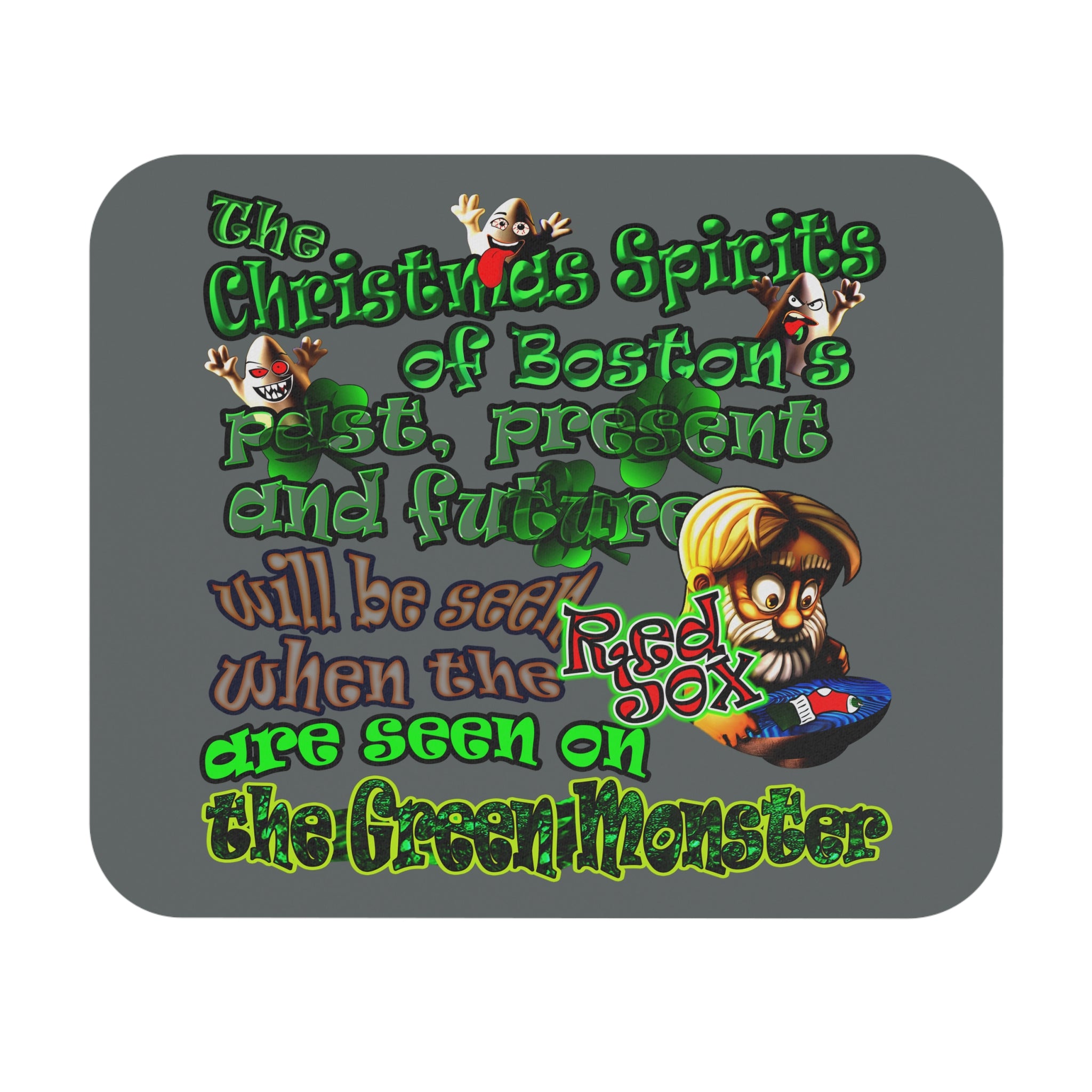 christmas spirits of boston - Mouse Pad (Rectangle) (dark grey)