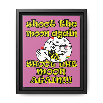 shoot the moon again - framed canvas art (light pink)
