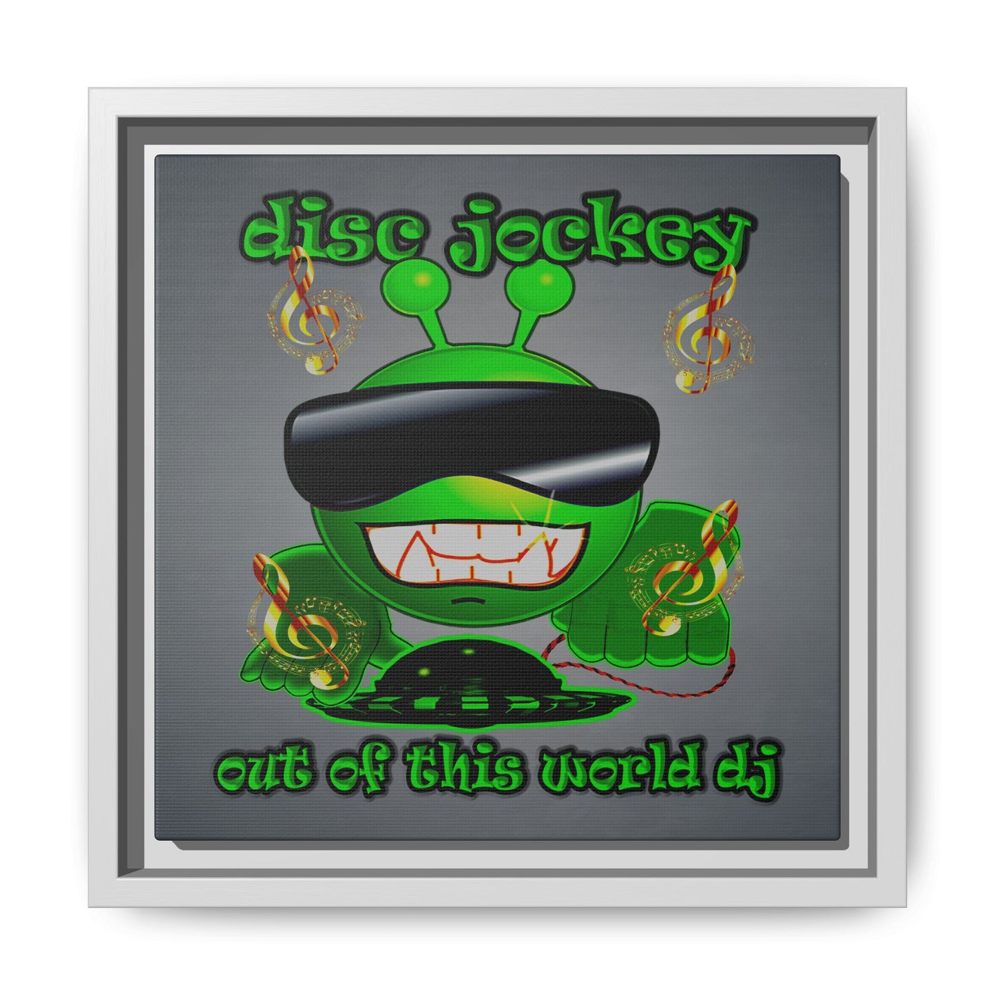 disc jockey - framed canvas art (grey-light grey)