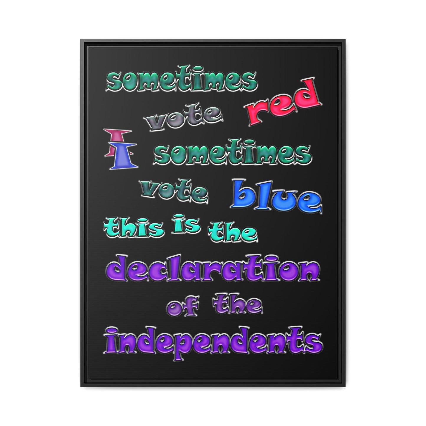 declaration of the independents - framed canvas art (black)