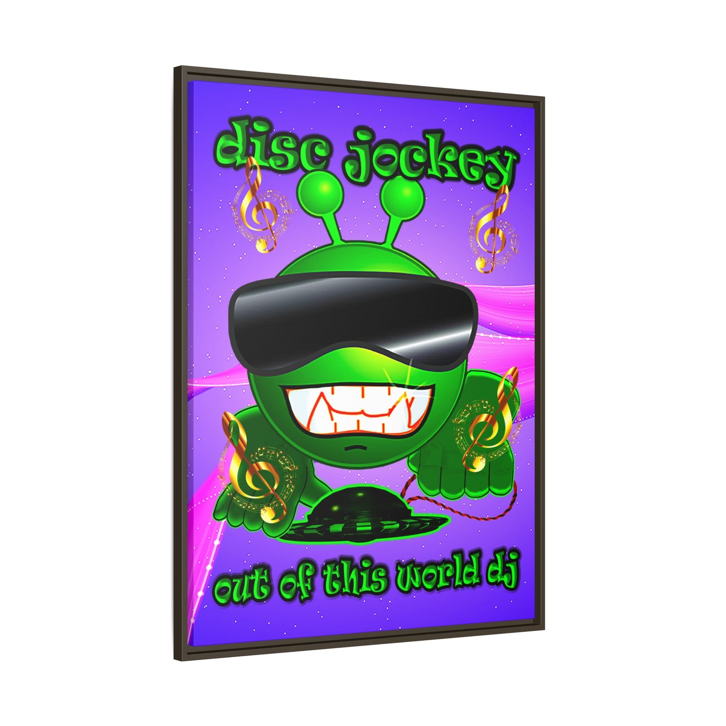 disc jockey - framed canvas art (purple-pink wave)