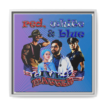 rw&b lives matter - framed canvas art (light blue-purple wave)