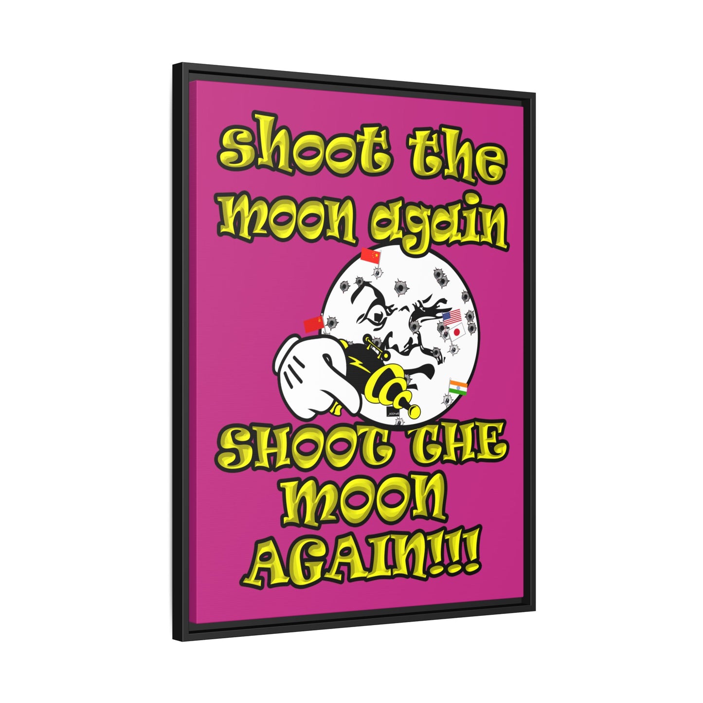 shoot the moon again - framed canvas art (pink)