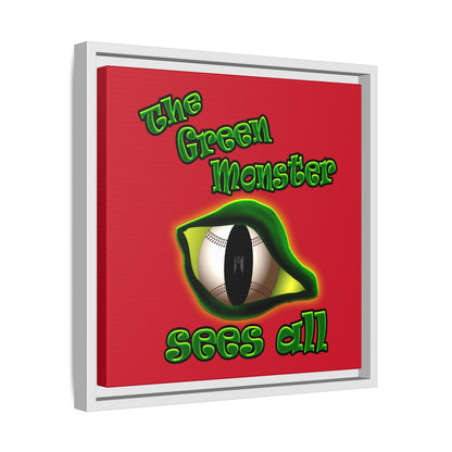 green monster - framed canvas art (dark red)