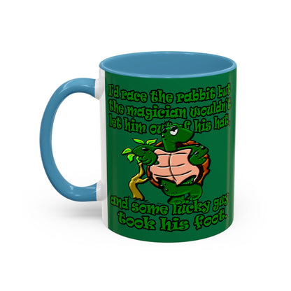 turtle race - Accent Mug (dark green)