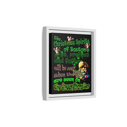 christmas spirits of boston - framed canvas art (black)