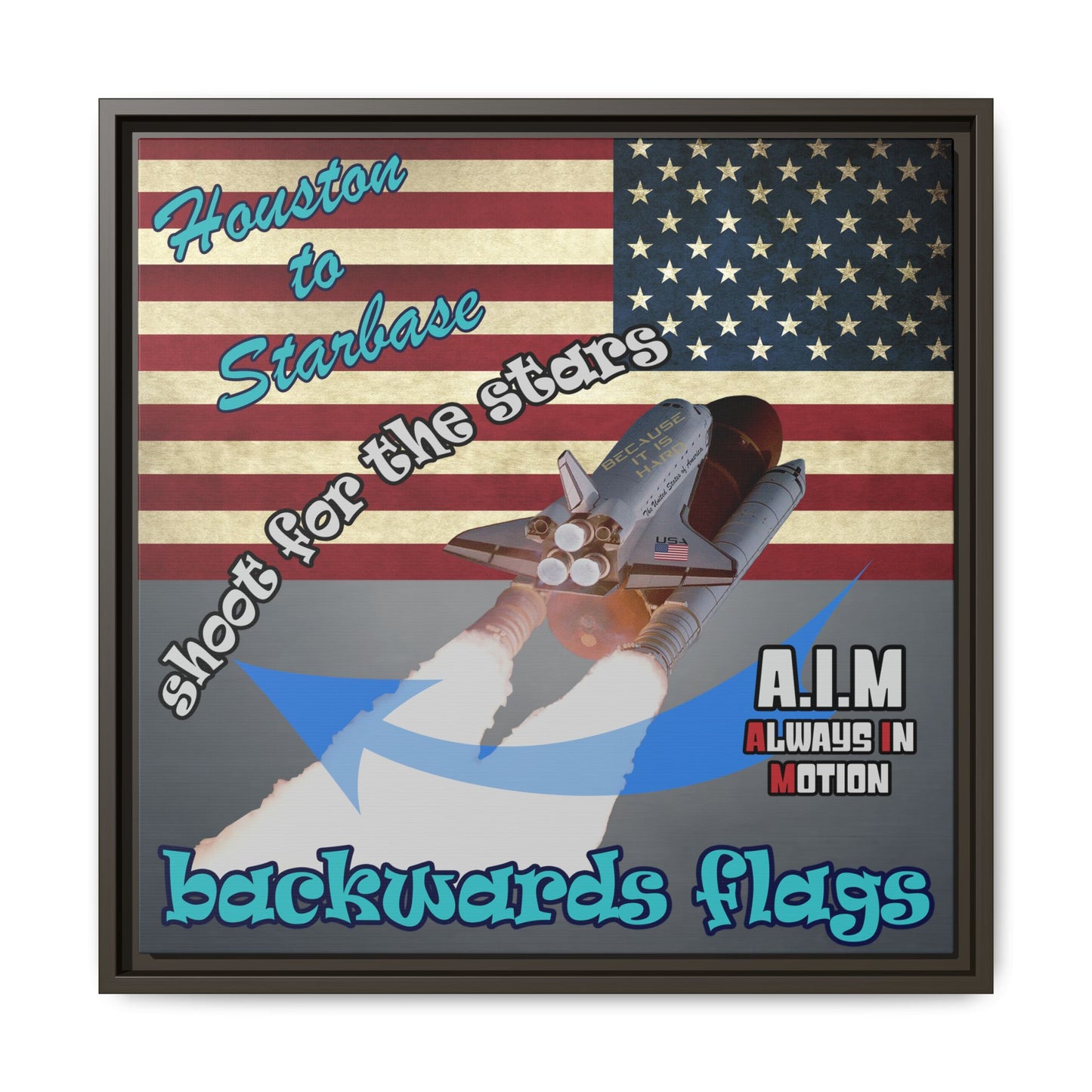 shoot for the stars - framed canvas art (grey-light grey)