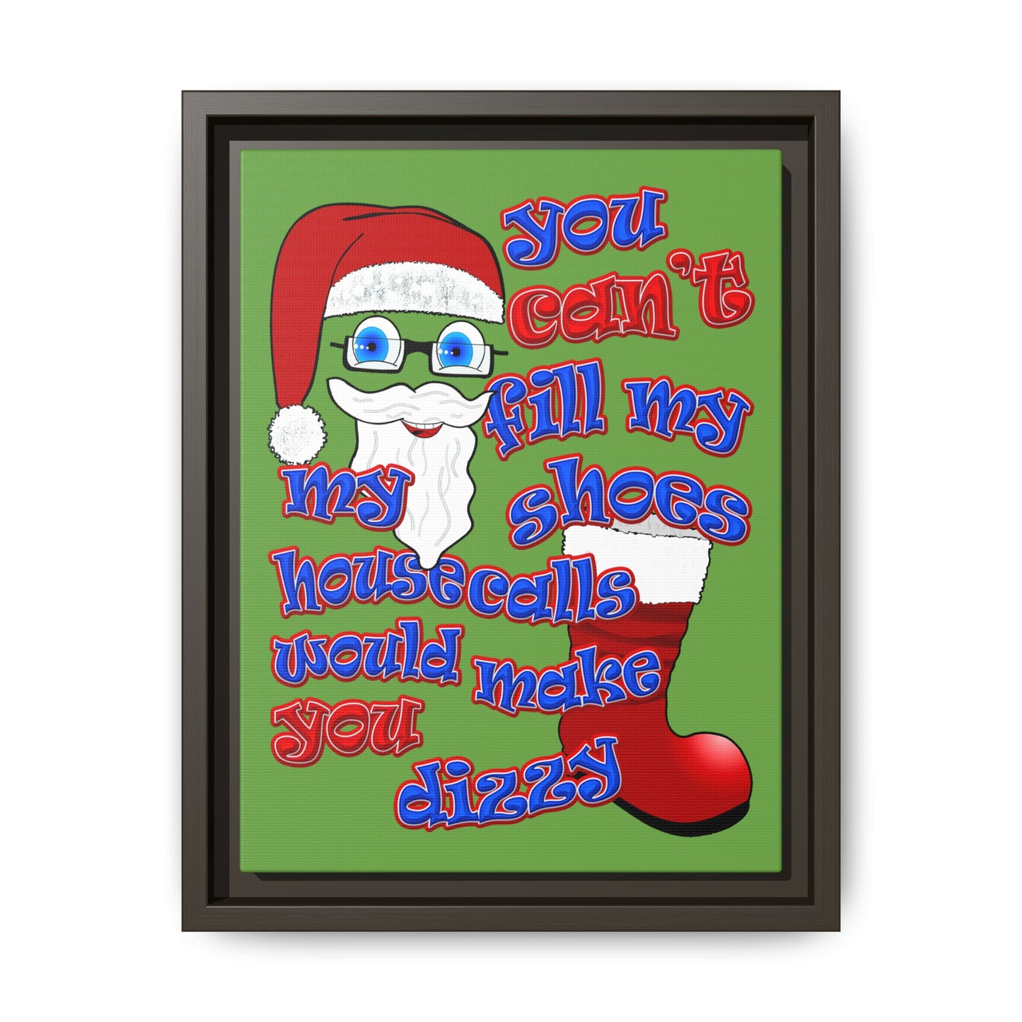 santa's shoes - framed canvas art (green)