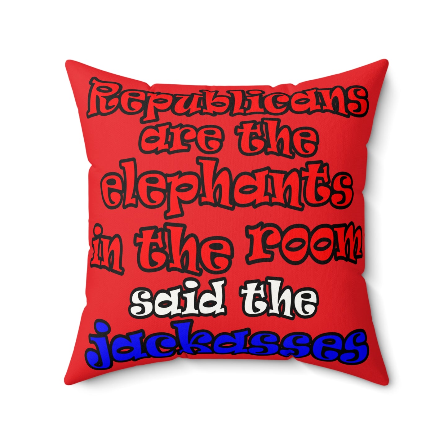 donkeys and elephants - Faux Suede Square Pillow - (red)