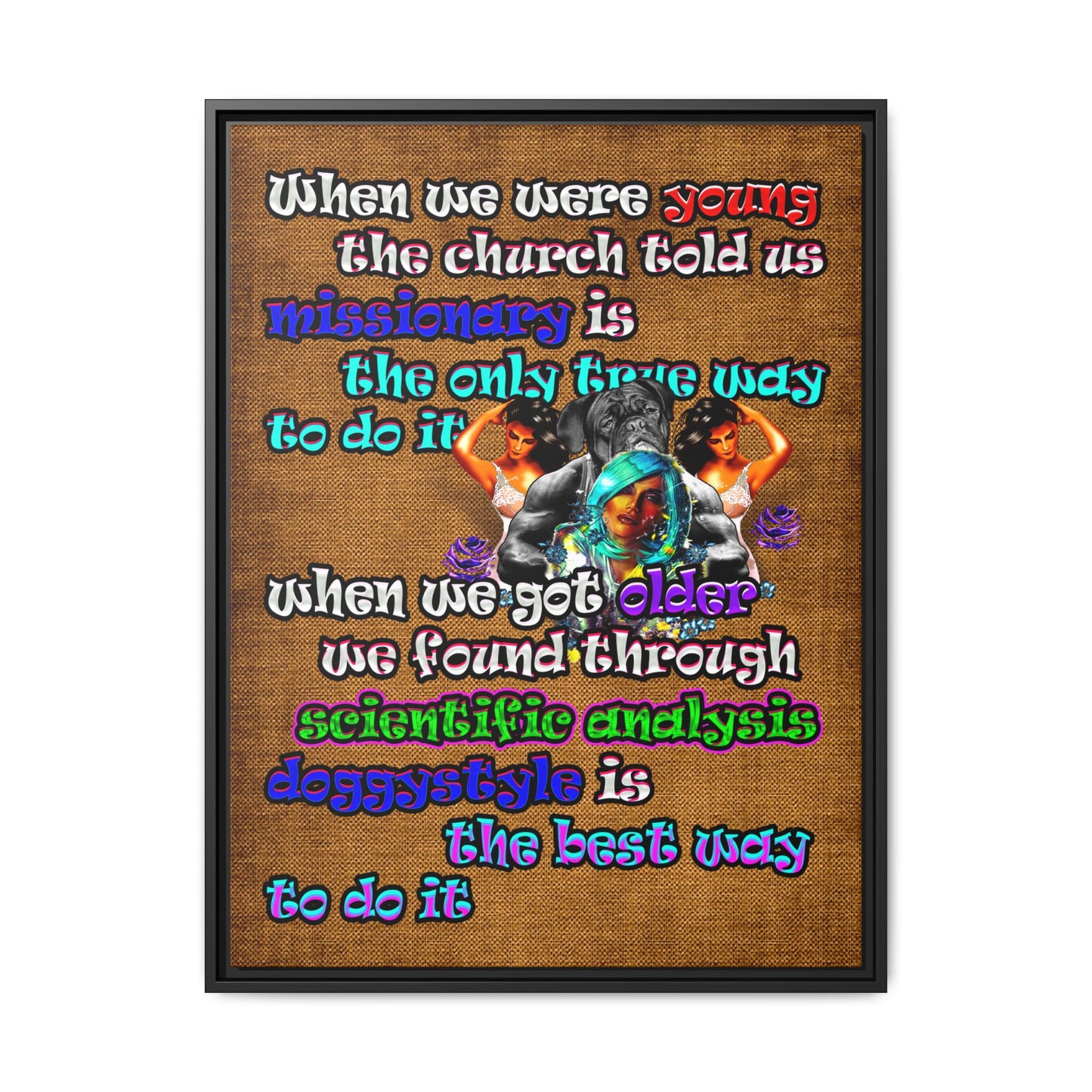 doggystyle - framed canvas art (brown papyrus)