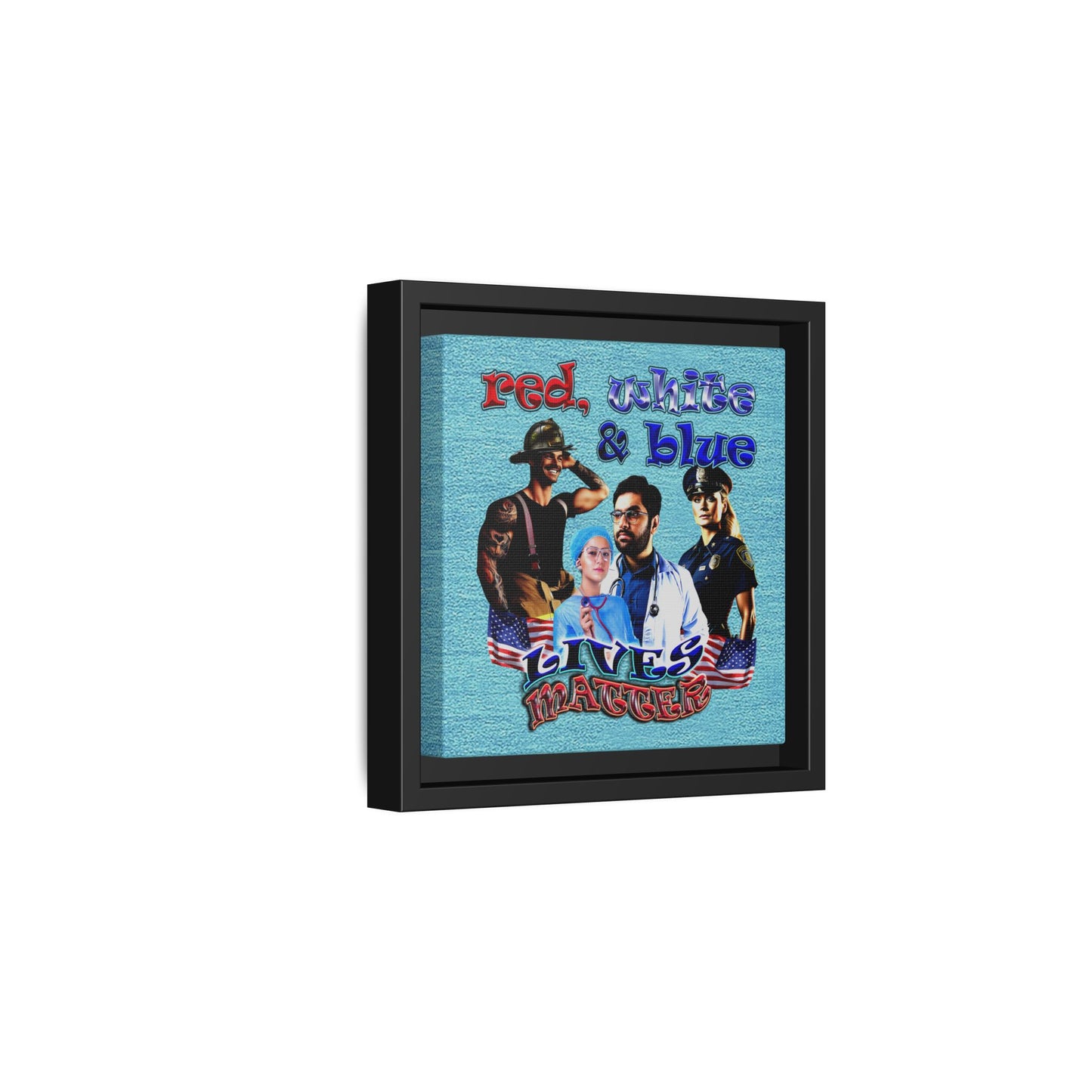 rw&b lives matter - framed canvas art (faded blue)