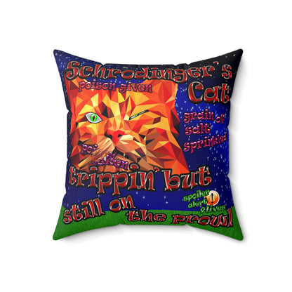 schrodinger's cat - Spun Polyester Square Pillow - ('snoops' background)