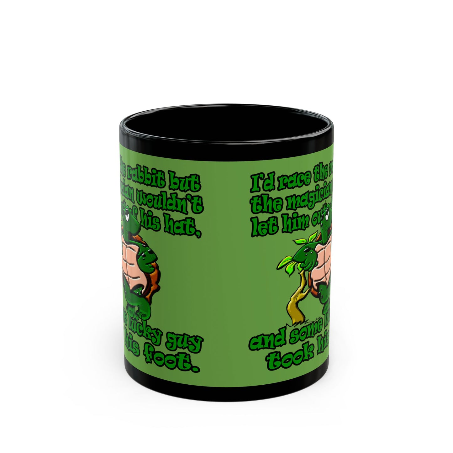 turtle race - Black Mug (green)