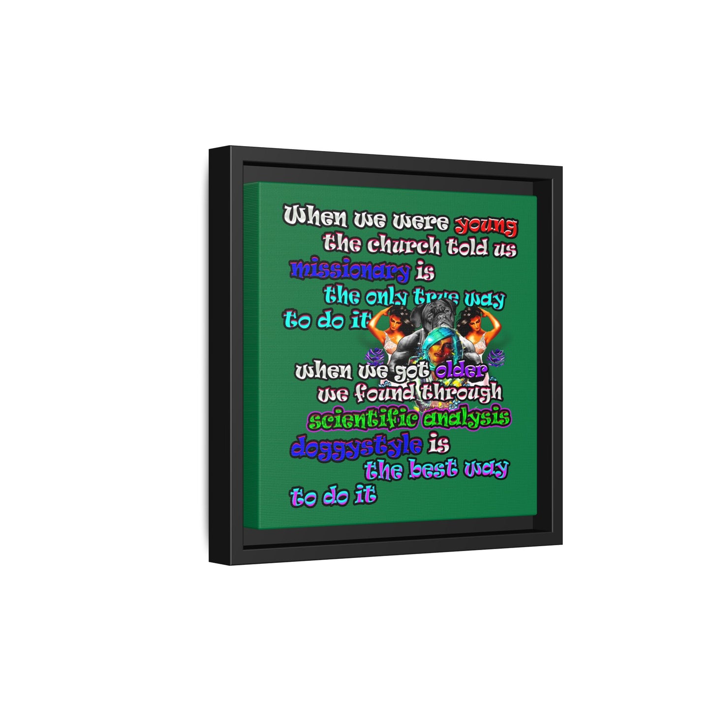 doggystyle - framed canvas art (dark green)