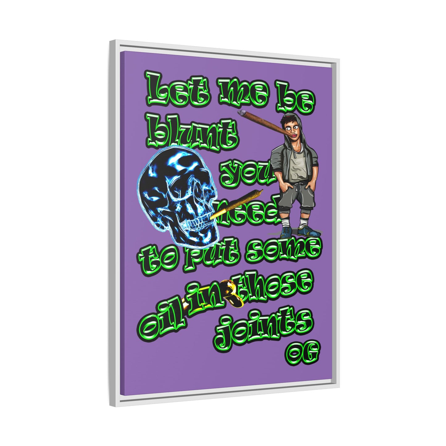 og - framed canvas art (light purple)