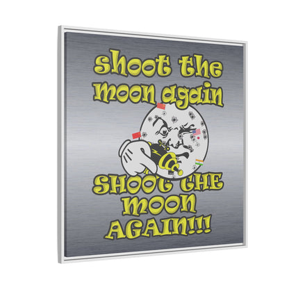 shoot the moon again - framed canvas art (brushed nickel)