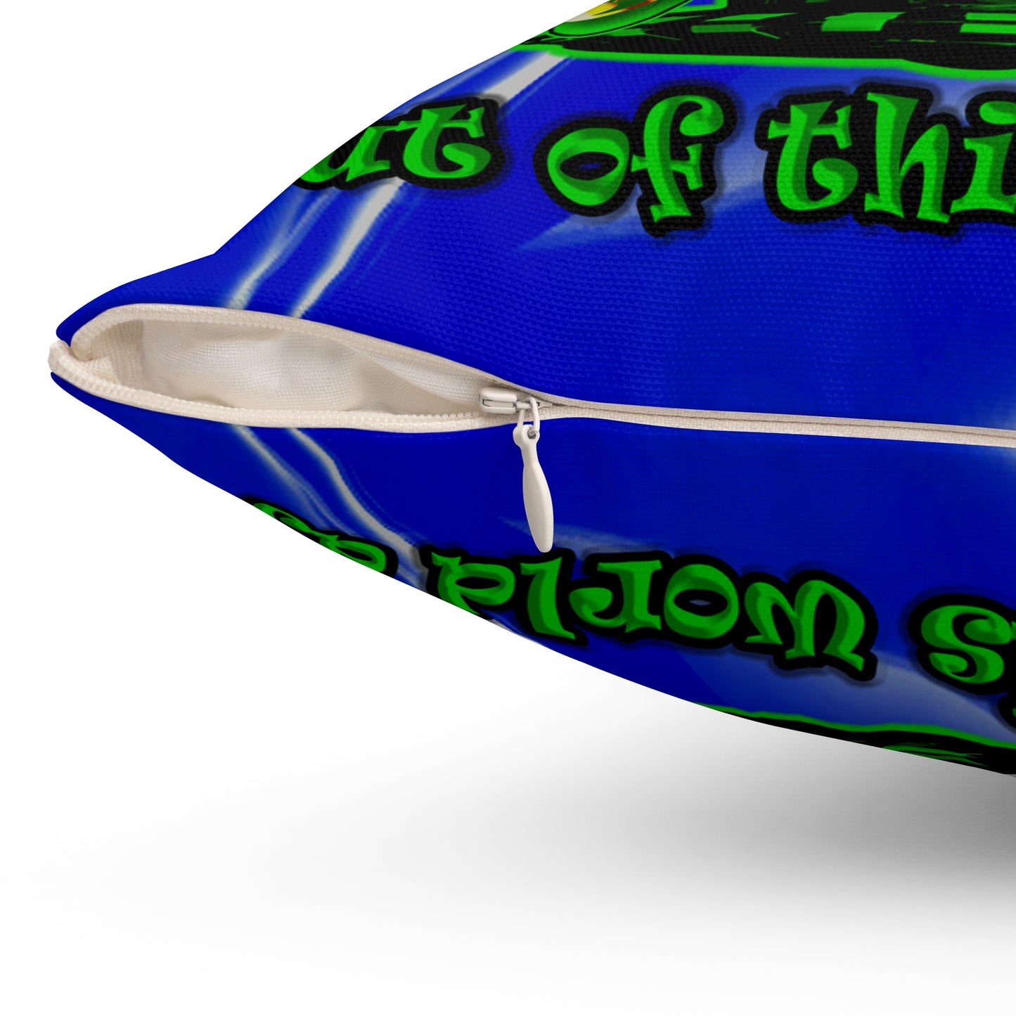 disc jockey - Spun Polyester Square Pillow - (blue-white wave)