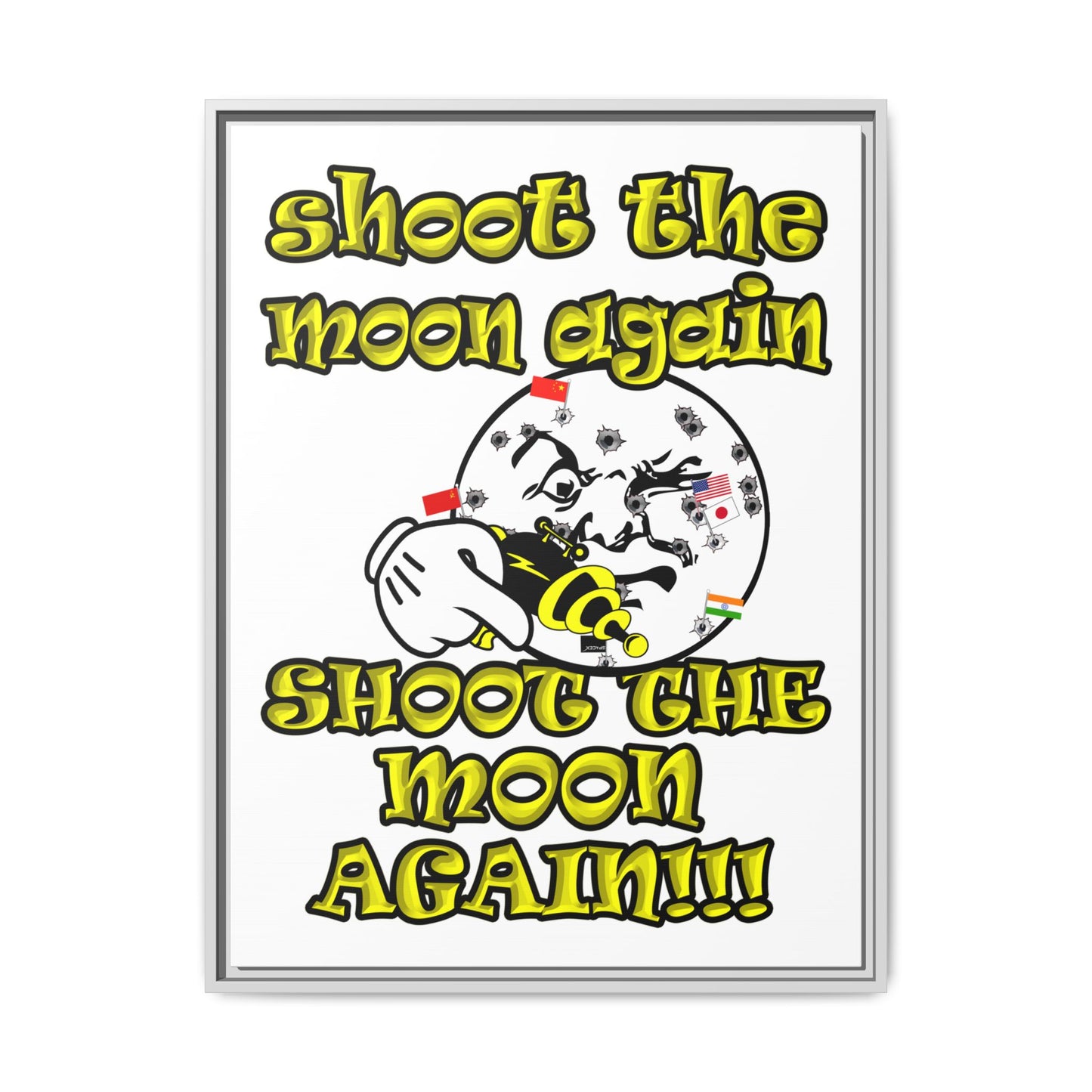 shoot the moon again - framed canvas art (white)
