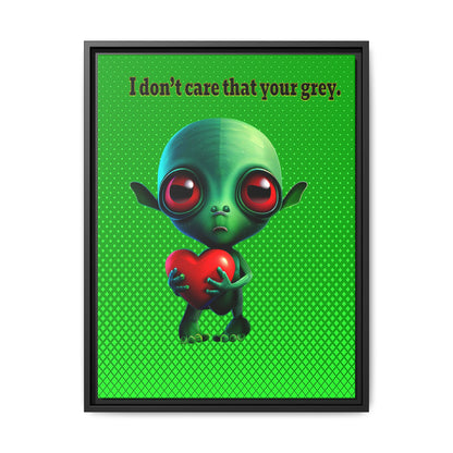 I don't care that your grey - framed canvas art (logo green)