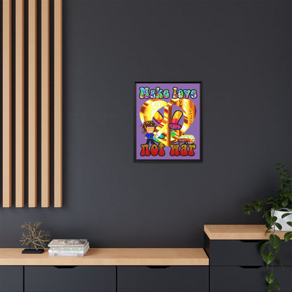 love peace - framed canvas art (light purple)
