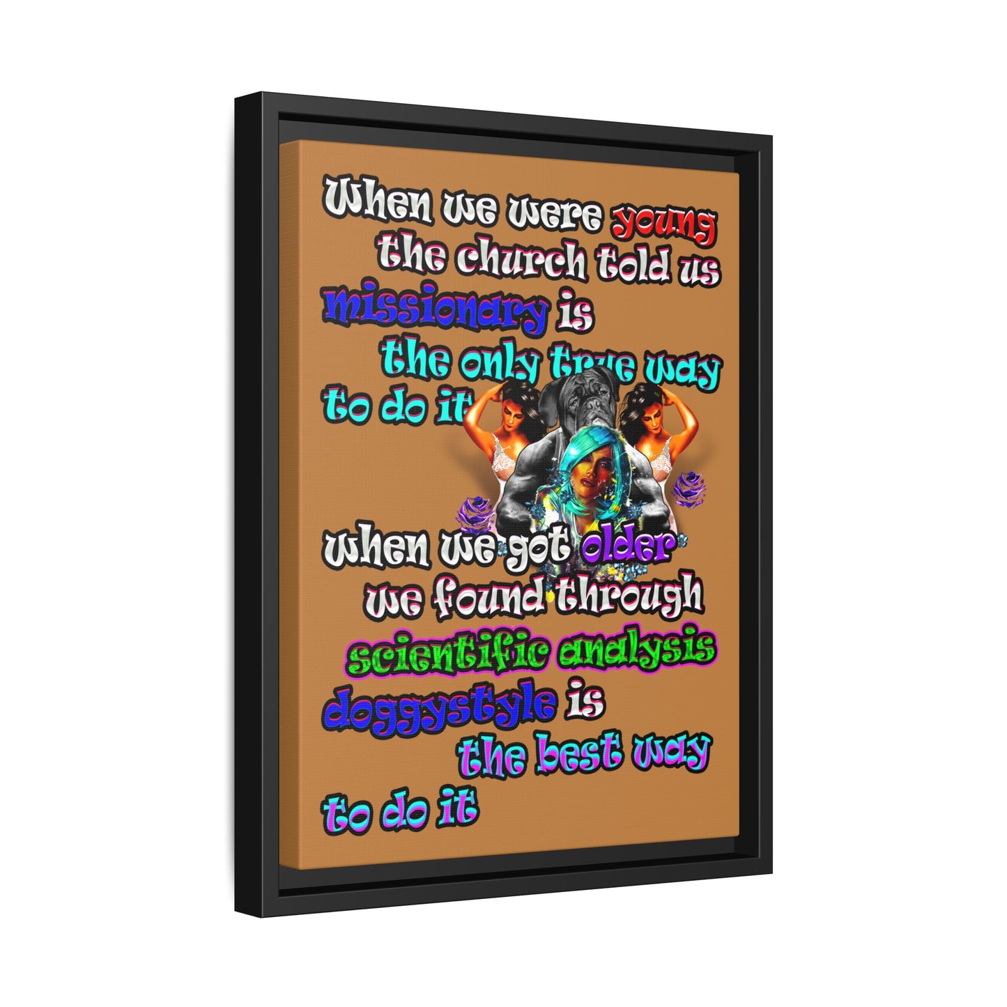 doggystyle - framed canvas art (light brown)