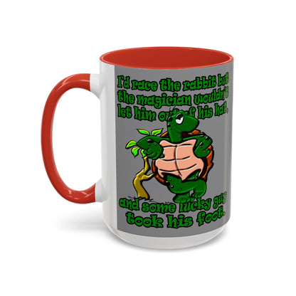 turtle race - Accent Mug (grey)