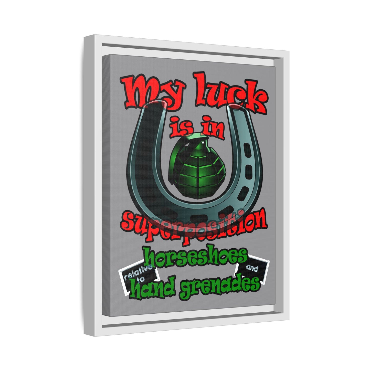 my luck - framed canvas art (grey)